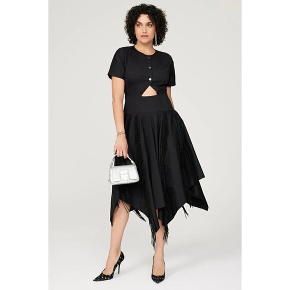 Bibhu Mohapatra Collective Cutout Fringe Dress Black Womens Size 4 - Picture 1 of 10